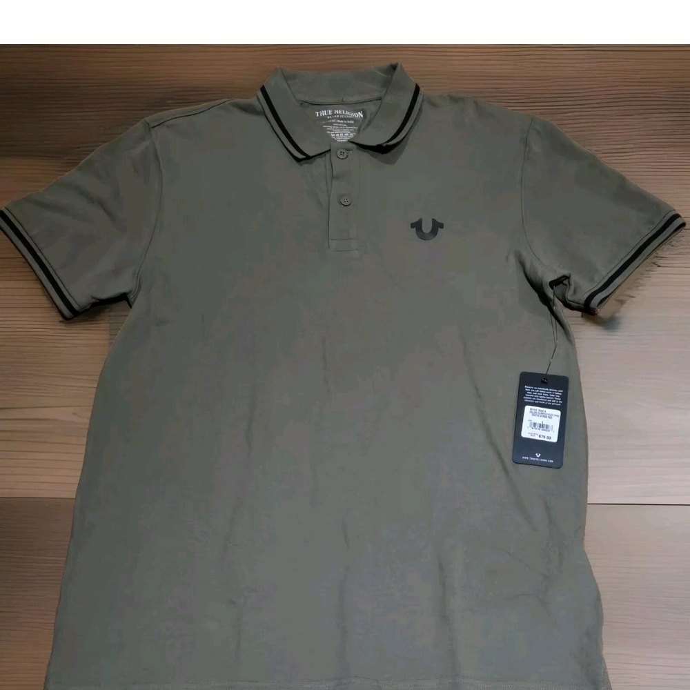 NWT True Religion Men's Large Style #103071 Crafted With Pride Polo Green $79 US